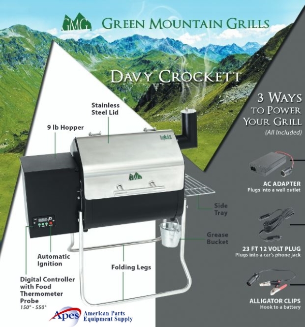 The GMG Davy Crockett Grill Features 3 Ways to Power the Unit.  Smoke, Bake, Grill Anywhere!